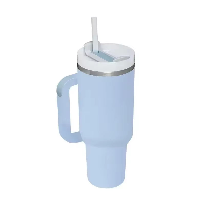 40oz Stainless Steel Insulated Tumbler with Handle and Straw - Vacuum-Sealed Water Bottle for Hot and Cold Beverages