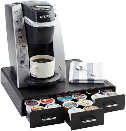 Sleek Black Coffee Capsule Storage Drawer - Organize Up to 36 K-Cup Pods with Ease
