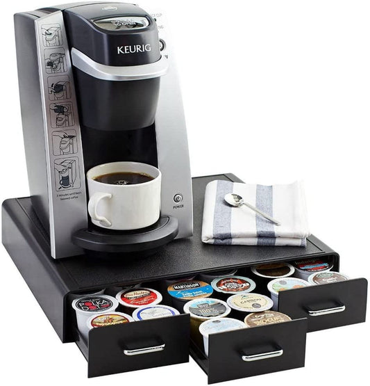 Sleek Black Coffee Capsule Storage Drawer - Organize Up to 36 K-Cup Pods with Ease