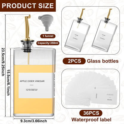 Elevate Your Cooking with Our 2-Piece 500ml Glass Olive Oil Dispenser Set – Complete with Labels and Precision Nozzle!