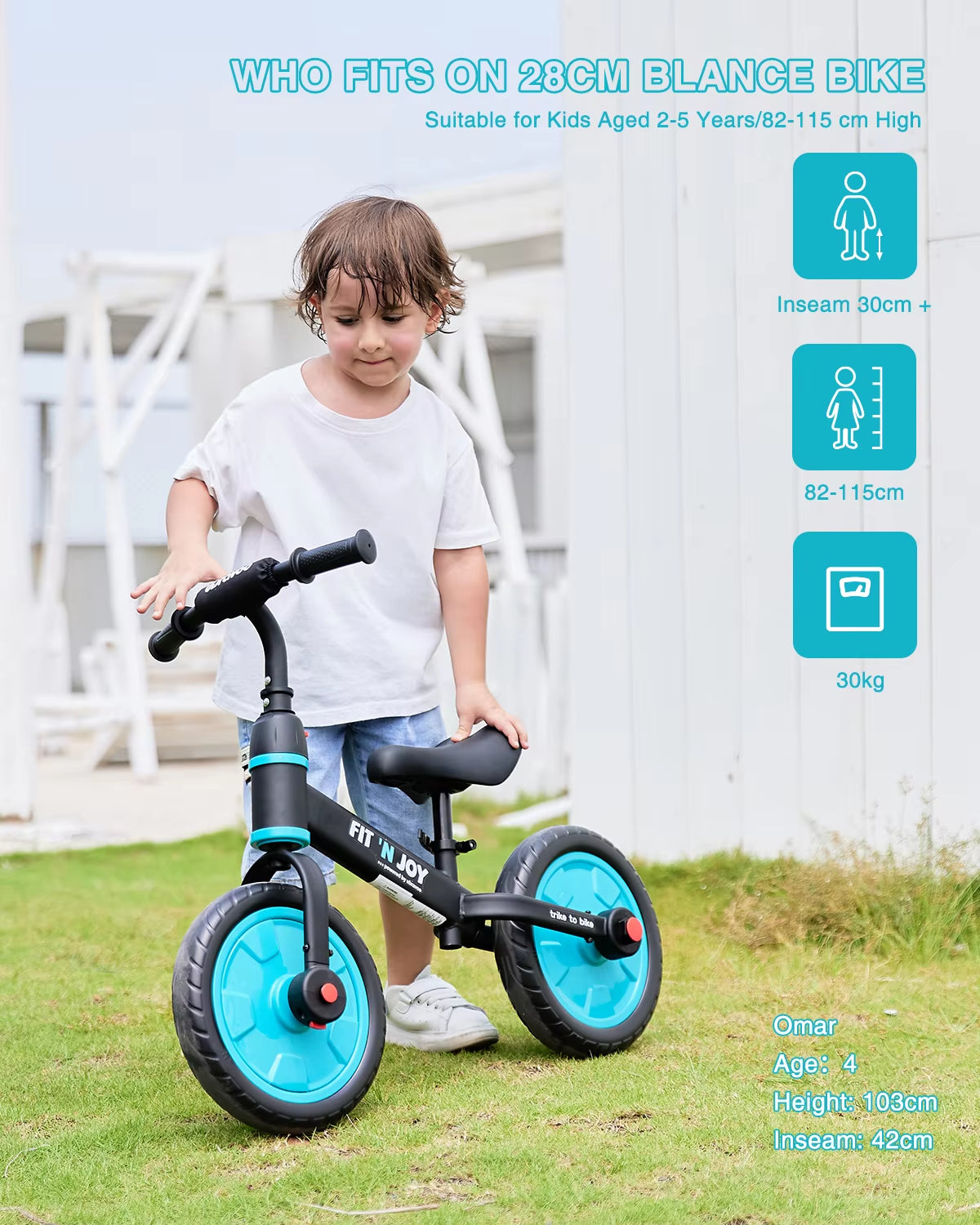 UBRAVOO Fit 'N Joy 4-in-1 Beginner Balance Bike for Toddlers Aged 2-4 - Versatile Training Bicycle with Pedals and Training Wheels for Boys and Girls