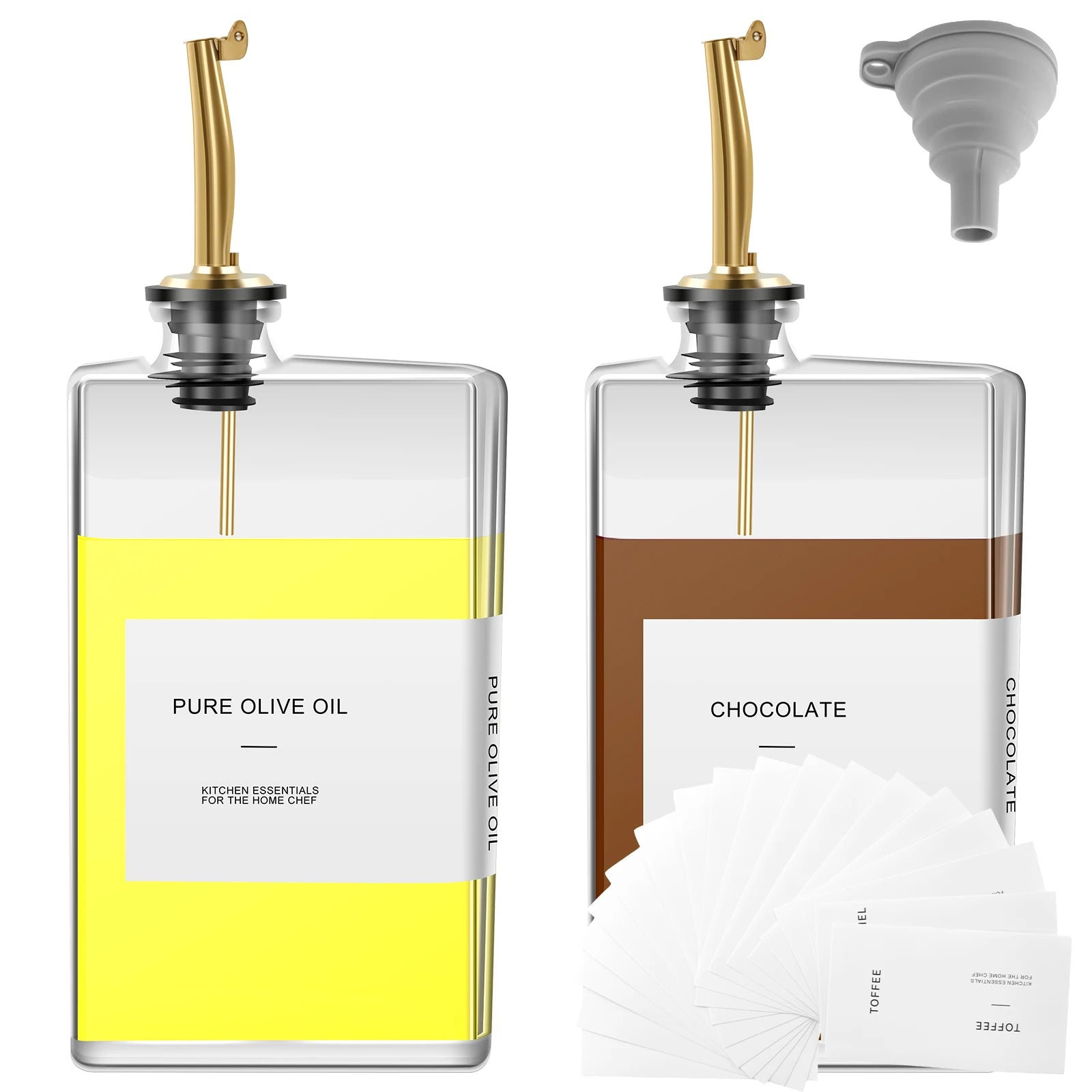 Elevate Your Cooking with Our 2-Piece 500ml Glass Olive Oil Dispenser Set – Complete with Labels and Precision Nozzle!