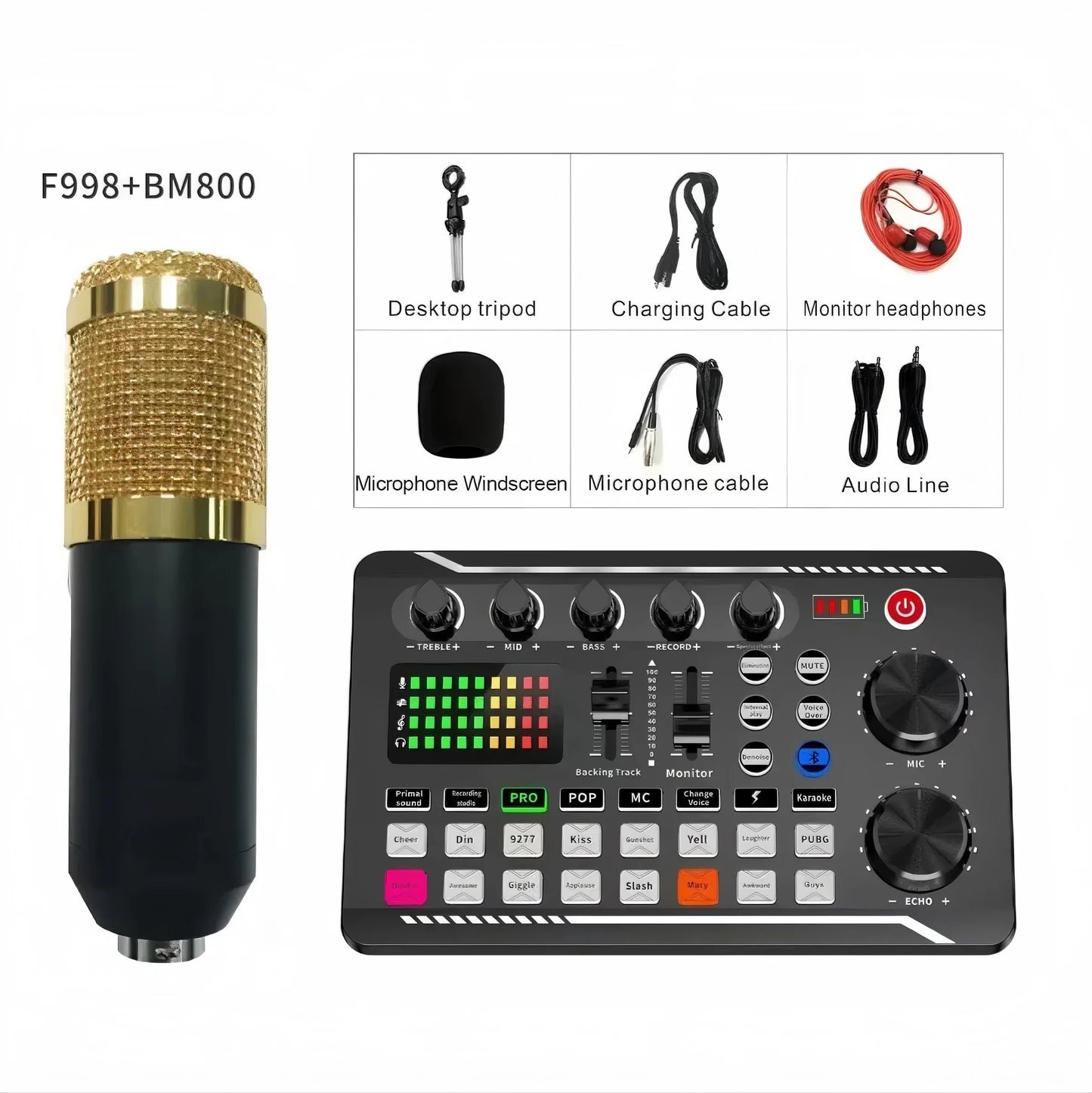 Professional Live Sound Card and DJ Mixer with Bluetooth Connectivity for Studio Recording and Streaming