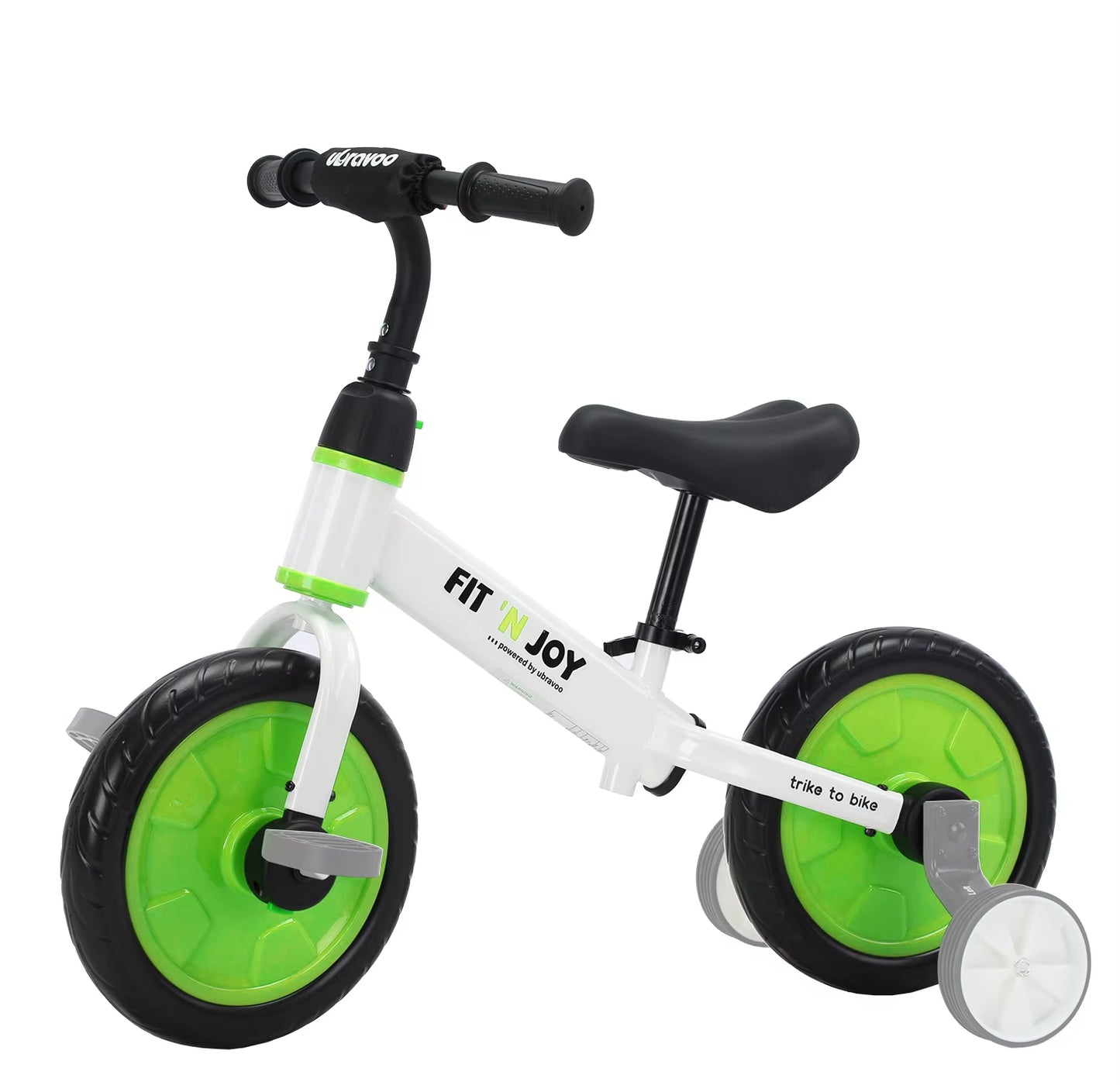 UBRAVOO Fit 'N Joy 4-in-1 Beginner Balance Bike for Toddlers Aged 2-4 - Versatile Training Bicycle with Pedals and Training Wheels for Boys and Girls