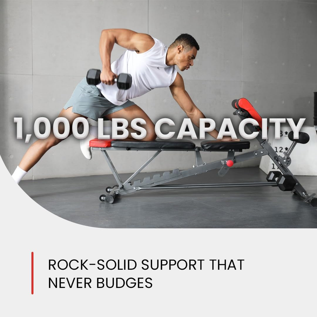 Ultimate Multi-Functional FID Weight Bench for Comprehensive Body Workouts – Hyper Back Extension, Roman Chair, Adjustable Ab Sit-Up, Incline/Decline, and Flat Bench