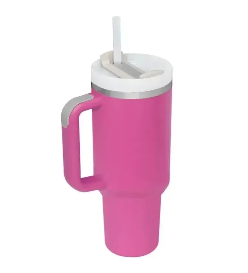 40oz Stainless Steel Insulated Tumbler with Handle and Straw - Vacuum-Sealed Water Bottle for Hot and Cold Beverages