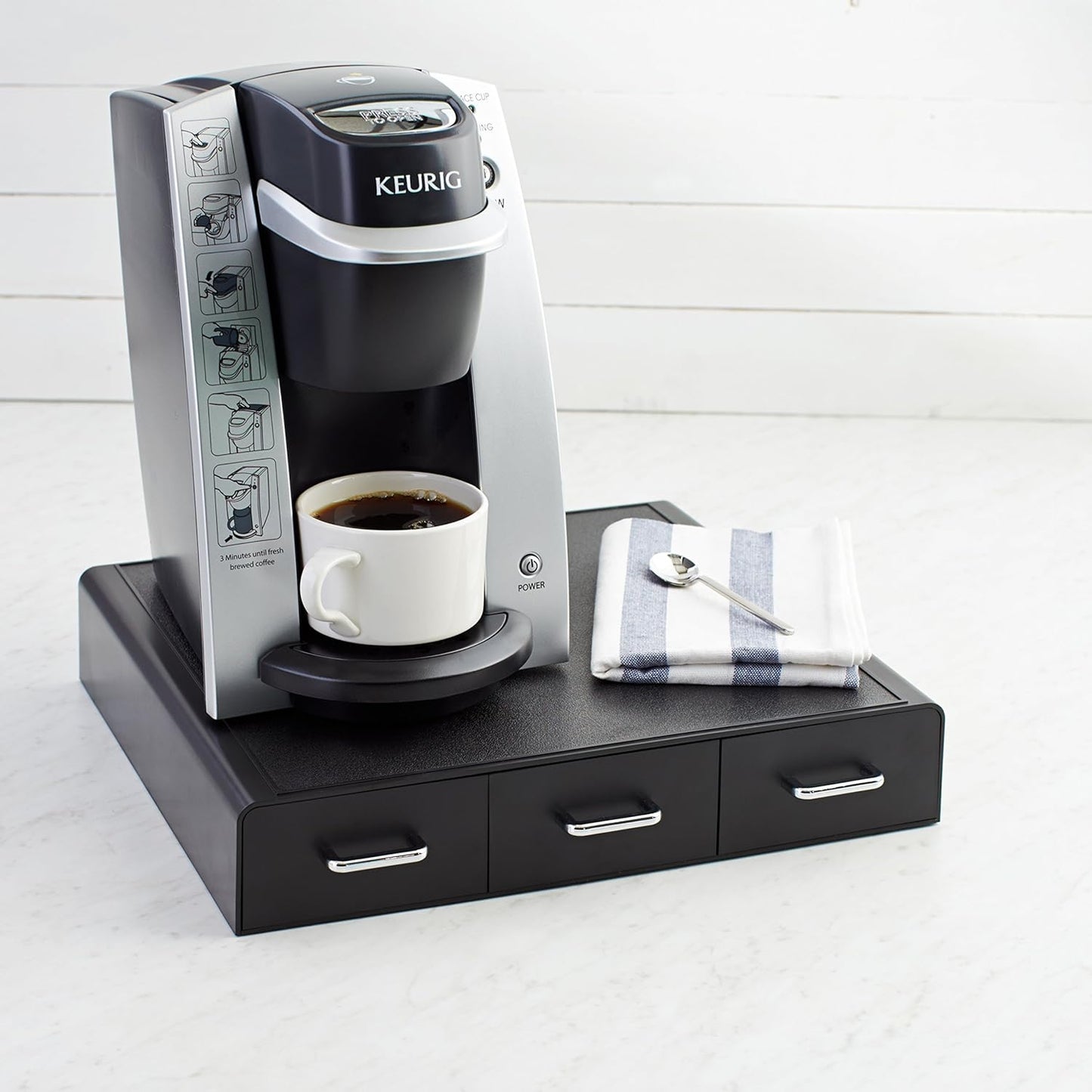 Sleek Black Coffee Capsule Storage Drawer - Organize Up to 36 K-Cup Pods with Ease