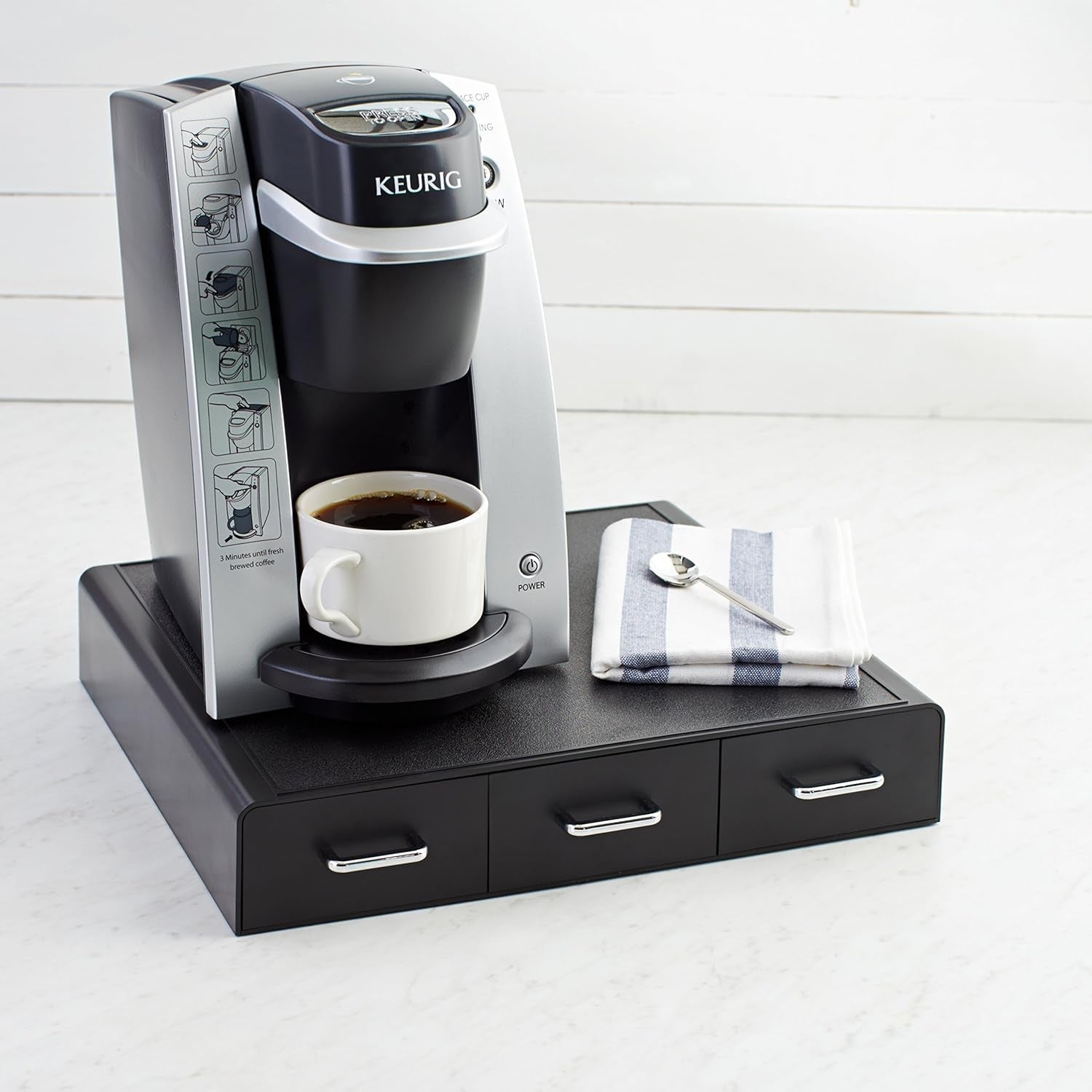 Sleek Black Coffee Capsule Storage Drawer - Organize Up to 36 K-Cup Pods with Ease