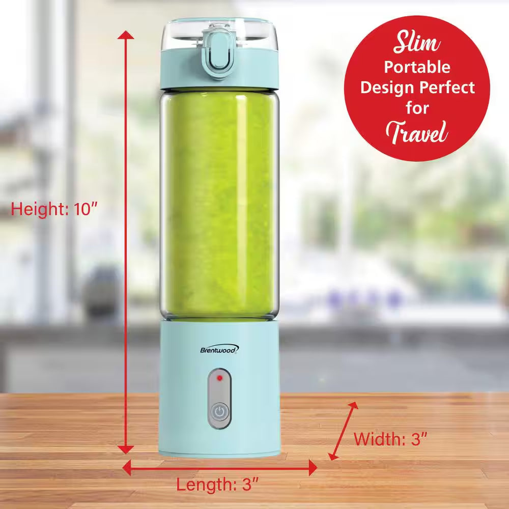 17 Oz. Single Speed Blue Portable Glass Blender