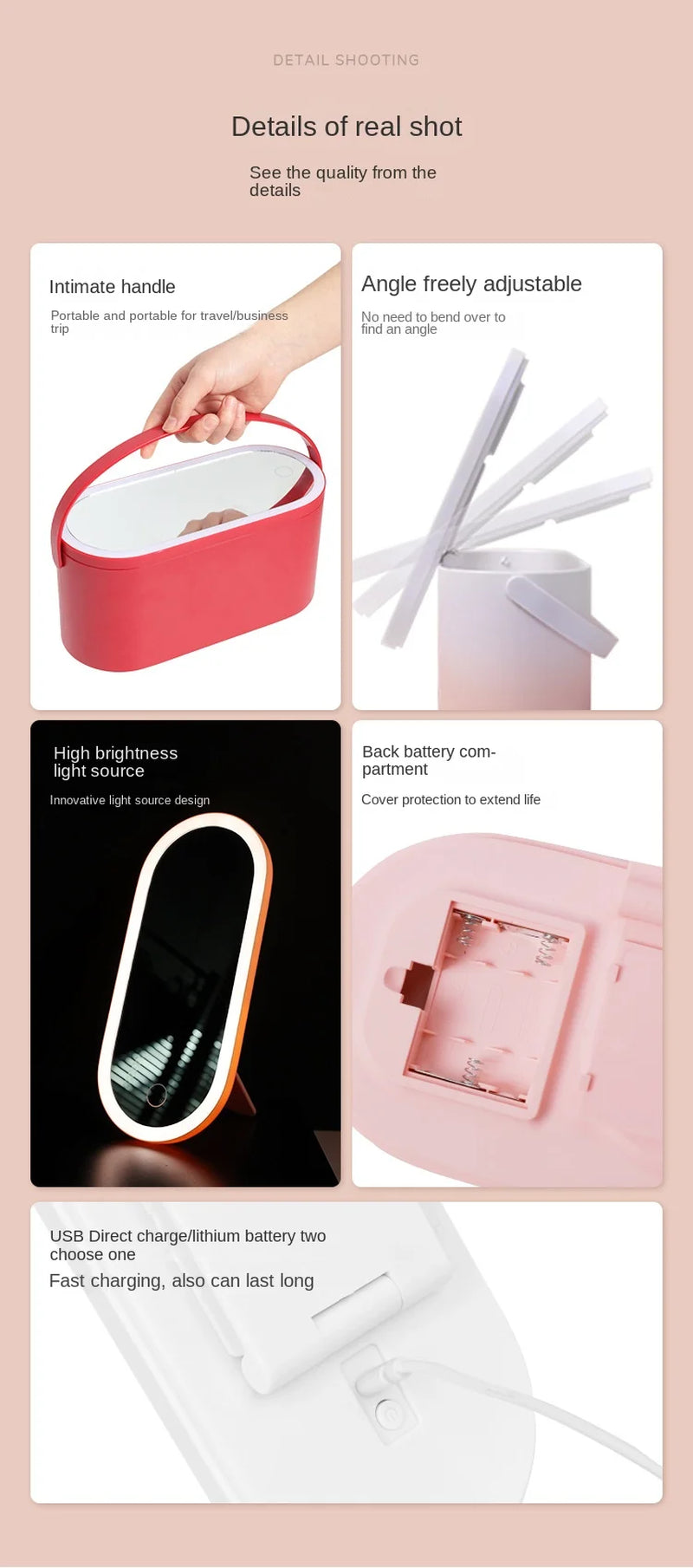 Illuminate Your Beauty Routine with Our Rechargeable LED Makeup Mirror – Portable, Folding, and Stylish!