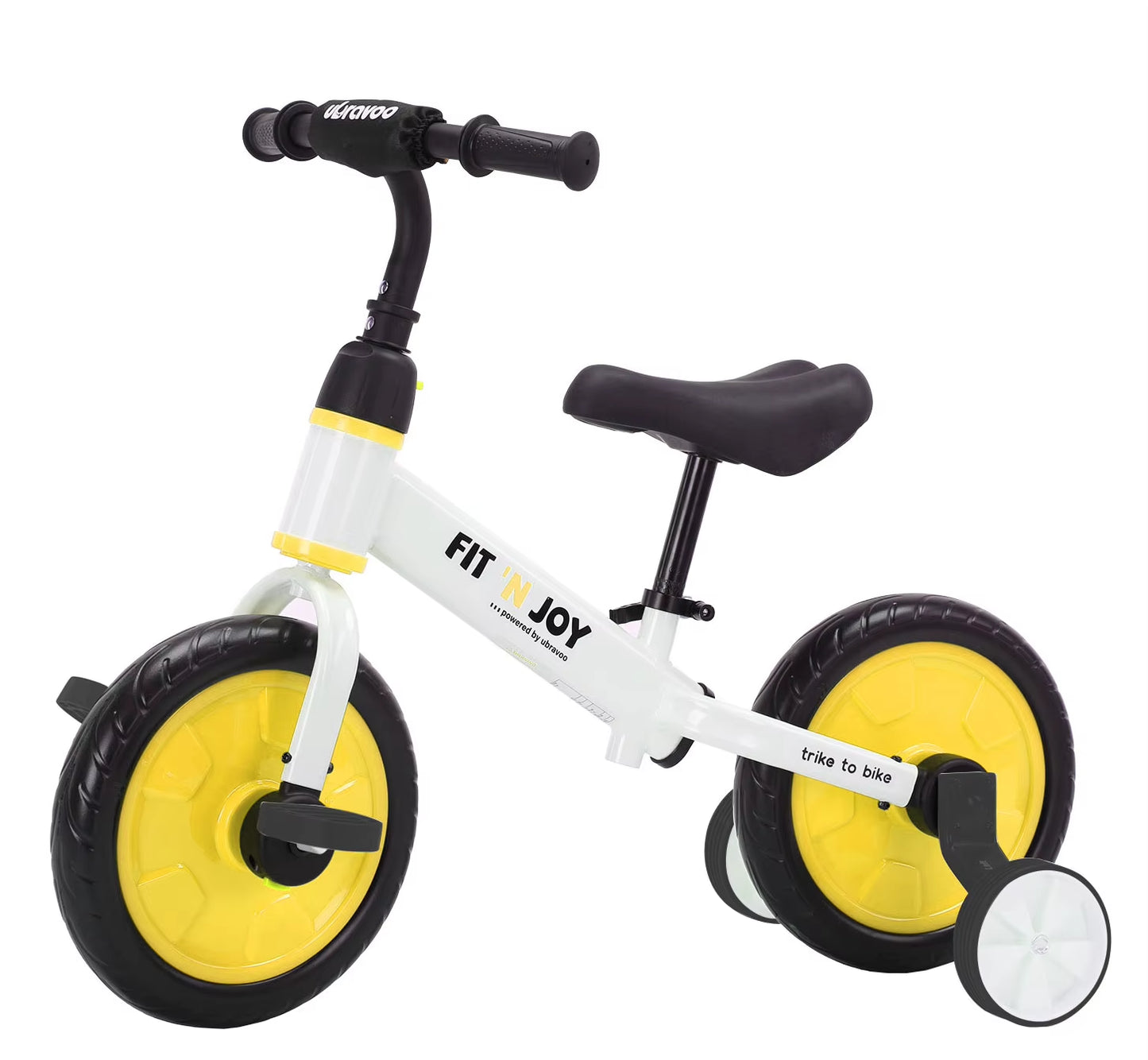 UBRAVOO Fit 'N Joy 4-in-1 Beginner Balance Bike for Toddlers Aged 2-4 - Versatile Training Bicycle with Pedals and Training Wheels for Boys and Girls