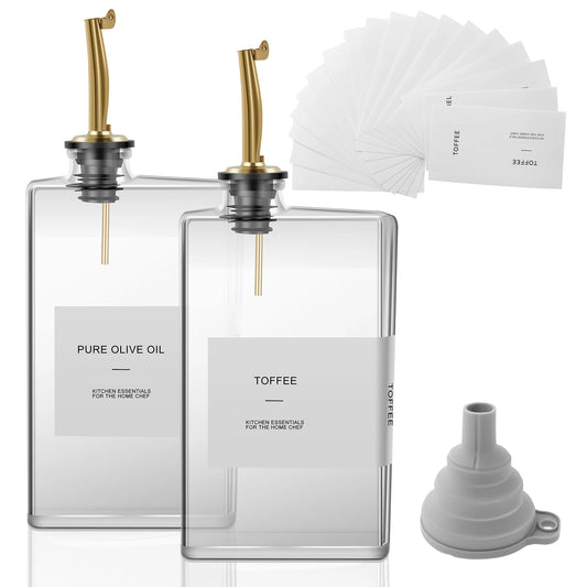 Elevate Your Cooking with Our 2-Piece 500ml Glass Olive Oil Dispenser Set – Complete with Labels and Precision Nozzle!