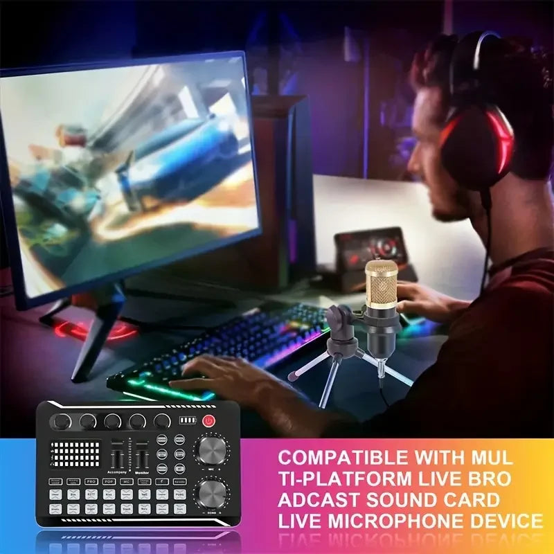 Professional Live Sound Card and DJ Mixer with Bluetooth Connectivity for Studio Recording and Streaming