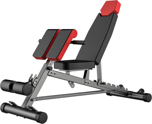 Ultimate Multi-Functional FID Weight Bench for Comprehensive Body Workouts – Hyper Back Extension, Roman Chair, Adjustable Ab Sit-Up, Incline/Decline, and Flat Bench