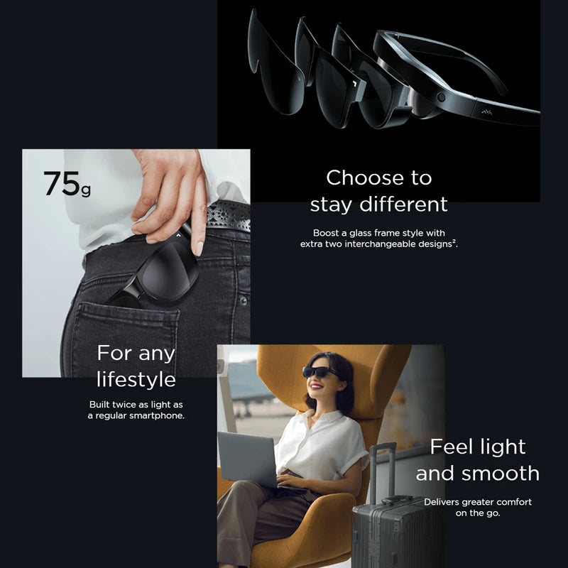 Experience Immersive Entertainment with TCL Rayneo NXTWEAR AIR Glasses - 140 Inch Micro-OLED Screen for 3D Full HD Private Cinema