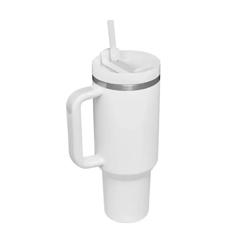 40oz Stainless Steel Insulated Tumbler with Handle and Straw - Vacuum-Sealed Water Bottle for Hot and Cold Beverages