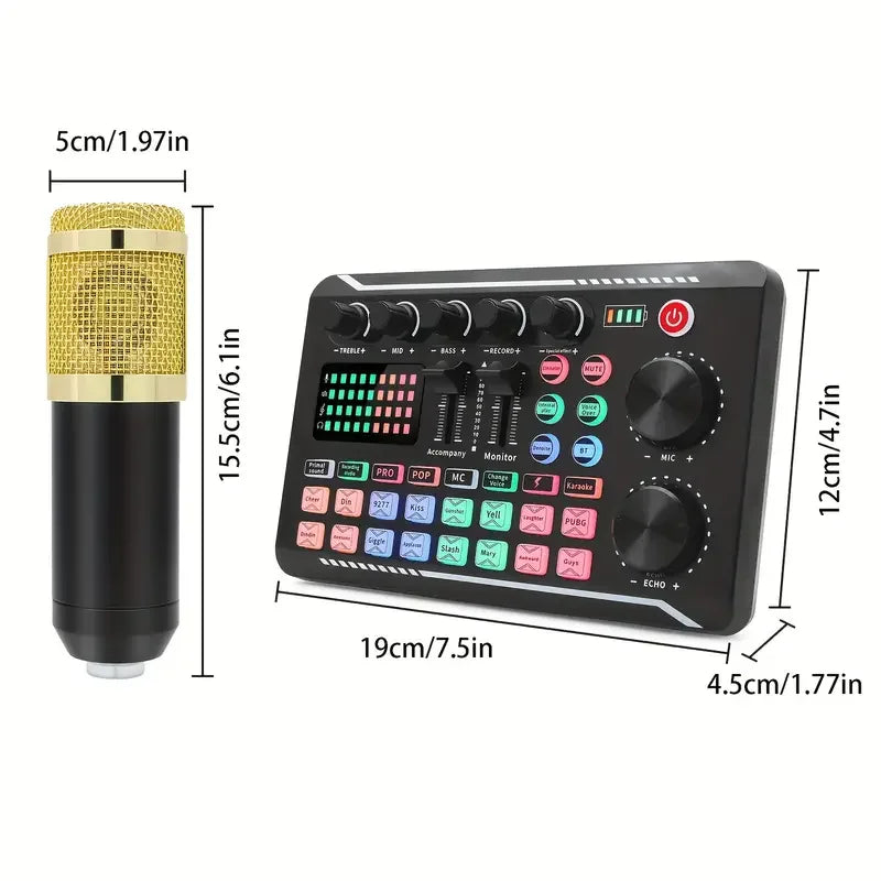 Professional Live Sound Card and DJ Mixer with Bluetooth Connectivity for Studio Recording and Streaming