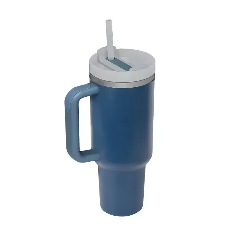 40oz Stainless Steel Insulated Tumbler with Handle and Straw - Vacuum-Sealed Water Bottle for Hot and Cold Beverages