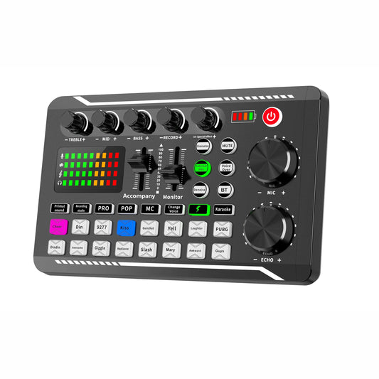 Professional Live Sound Card and DJ Mixer with Bluetooth Connectivity for Studio Recording and Streaming