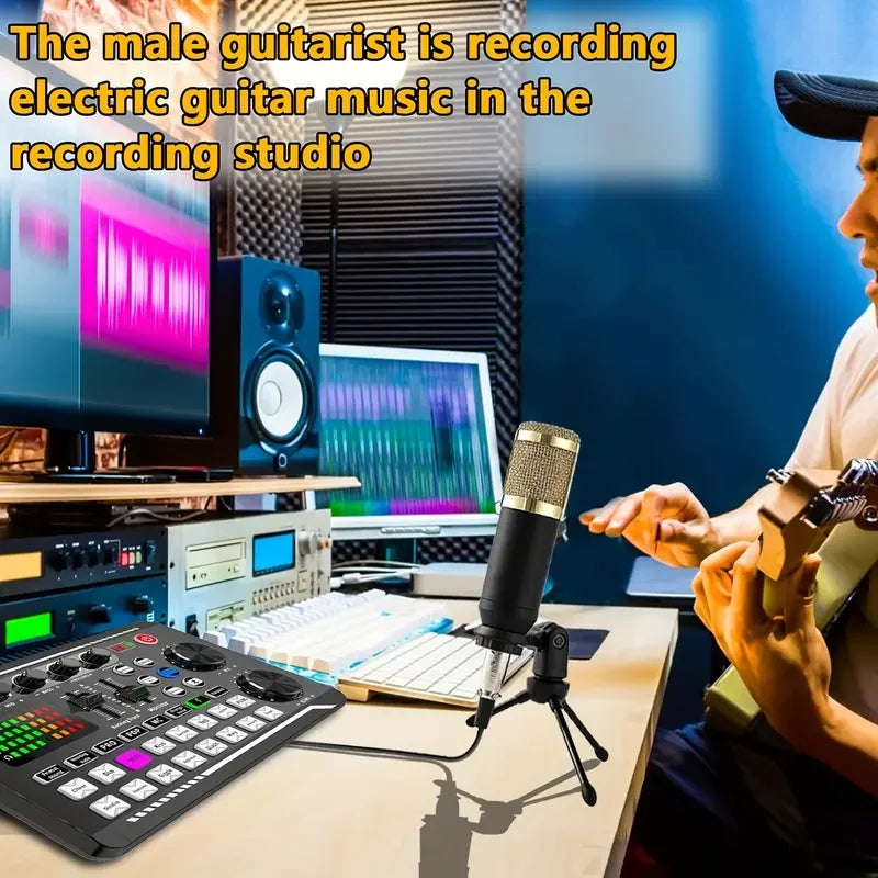 Professional Live Sound Card and DJ Mixer with Bluetooth Connectivity for Studio Recording and Streaming
