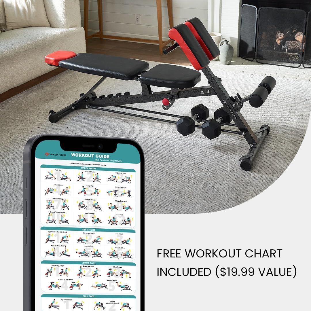 Ultimate Multi-Functional FID Weight Bench for Comprehensive Body Workouts – Hyper Back Extension, Roman Chair, Adjustable Ab Sit-Up, Incline/Decline, and Flat Bench