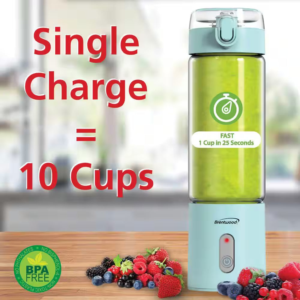 17 Oz. Single Speed Blue Portable Glass Blender