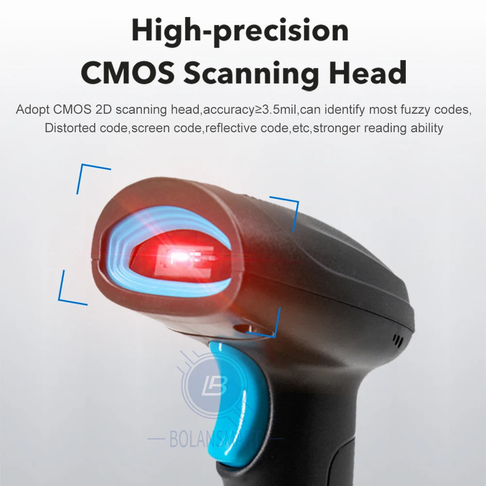 1D 2D Barcode Scanner Wired Wireless Bluetooth Bar Code Reader Omni-Directional Scanning for Supermarket Logistics Product