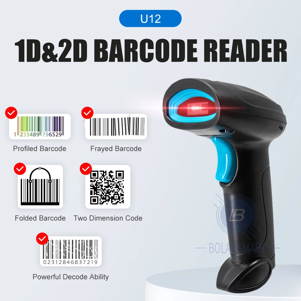 1D 2D Barcode Scanner Wired Wireless Bluetooth Bar Code Reader Omni-Directional Scanning for Supermarket Logistics Product
