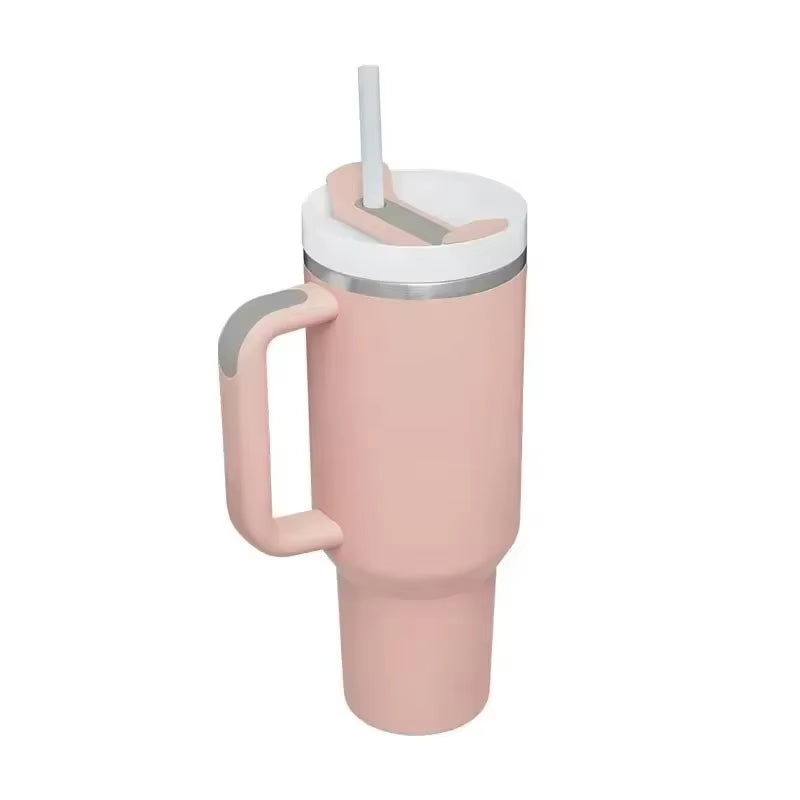 40oz Stainless Steel Insulated Tumbler with Handle and Straw - Vacuum-Sealed Water Bottle for Hot and Cold Beverages