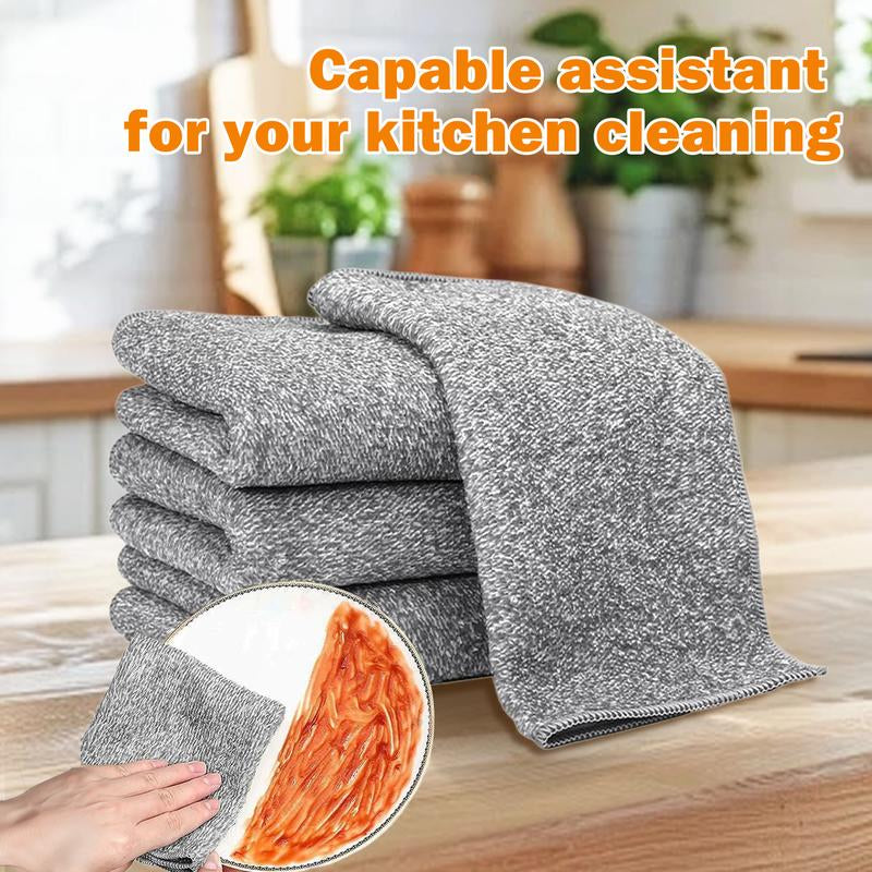 10 Counts Microfiber Cleaning Cloth, Ultra Absorbent Bamboo Charcoal Towels, Reusable Premium Cloths for Removing Kitchen Grime & Liquid, Car Washing with Quick Drying Feature