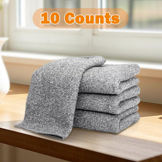10 Counts Microfiber Cleaning Cloth, Ultra Absorbent Bamboo Charcoal Towels, Reusable Premium Cloths for Removing Kitchen Grime & Liquid, Car Washing with Quick Drying Feature